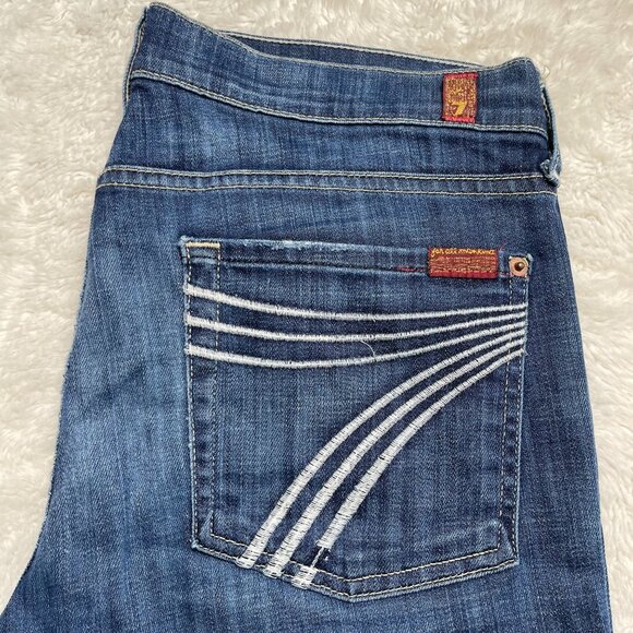 7 For All Mankind Dojo Women's Blue Cotton Denim Wide Leg  Jeans Size 31 x 31'' - Picture 1 of 12